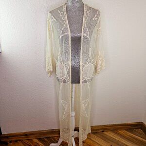 Stylestalker White Embroidered Cardigan Duster ~ One Size